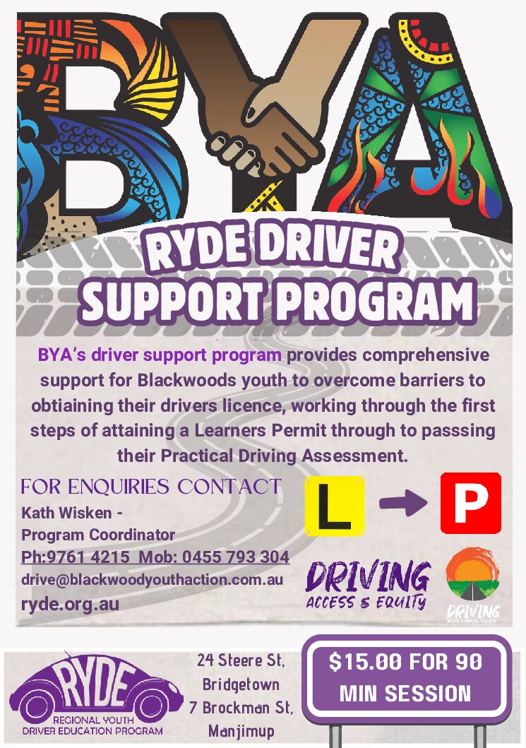 BYA RYDE driver support program flyer 2025