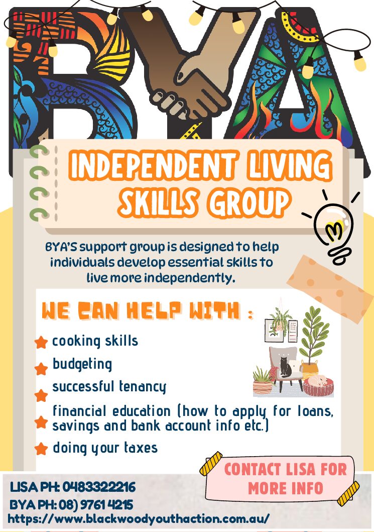 BYA independent living skills program flyer 2025